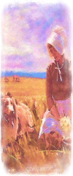 She sat with her dog and gathered prairie flowers...